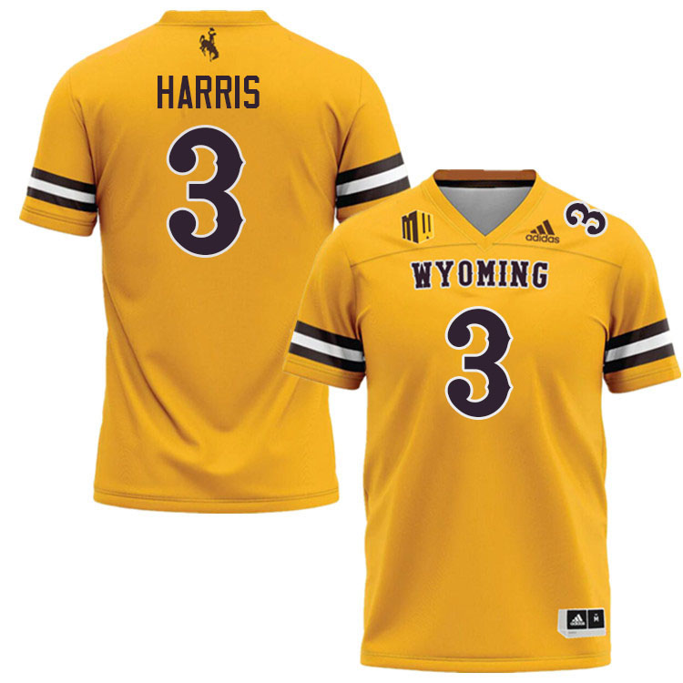 #3 Samuel Harris Wyoming Cowboys Jersey College Football Uniforms,Gears,Jerseys-Gold